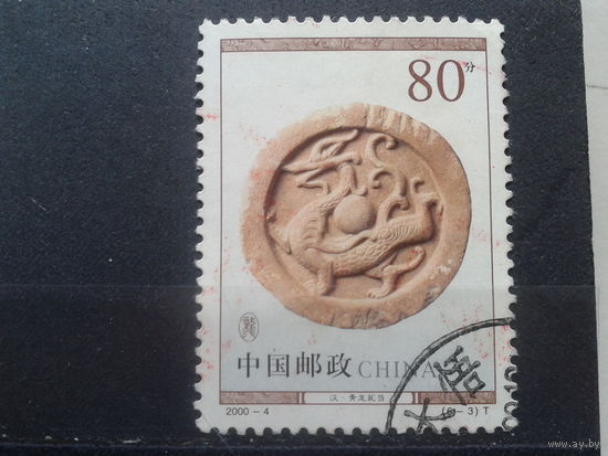 Китай, 2000. Историческое изображение дракона, черепица