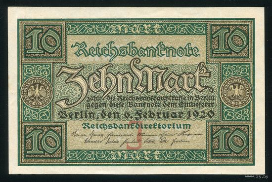 Германия. 10 Марок 1920 года. P67a, UNC