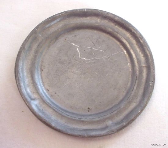 МИНИАТЮРНАЯ ПОСУДА Блюдце Тарелка Подставка Олово Пьютер 7,8 см