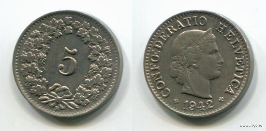 Швейцария. 5 раппенов (1942)