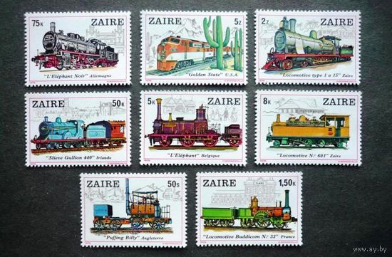 Заир. 1980. Транспорт. Железная дорога