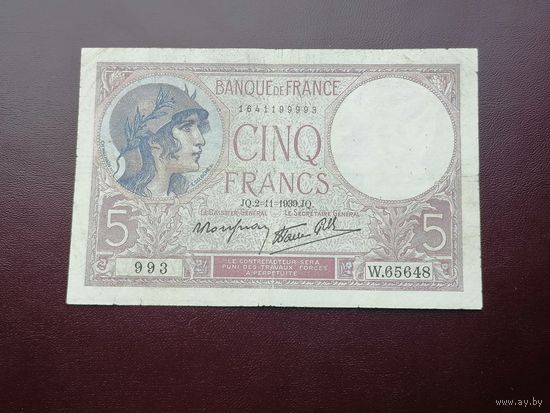 Франция 5 франков 1939