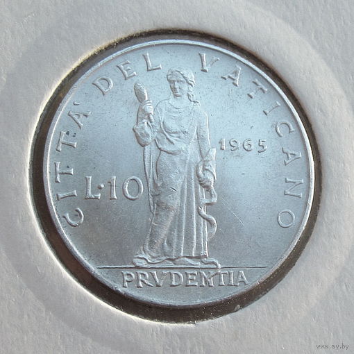Ватикан, 10 лир 1965 г., сост. Unc, Папа Павел VI, KM#79