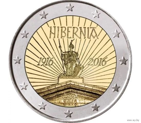 2 евро 2016 Ирландия Пасхальное восстание UNC из ролла