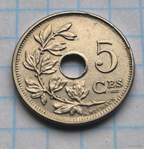 БЕЛЬГИЯ  5 САНТИМОВ 1920 ГОД  BELGIQUE