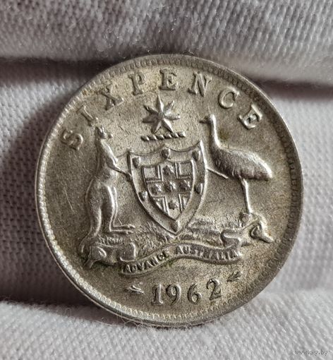 6 пенсов 1962 года, Австралия, Серебро, СОХРАН!