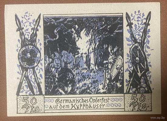 Нотгельд 50 пфеннигов 1921 год. Бад-Франкенхаузен-ам-Киффхойзер. Веймарская республика