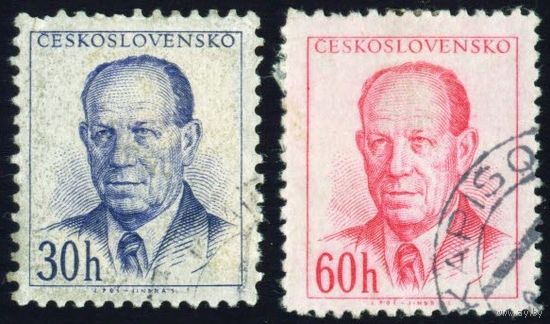 Антонин Запотоцкий. Стандартный выпуск Чехословакия 1953-56гг серия из 2-х марок