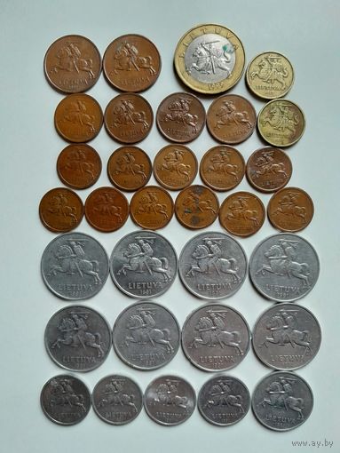 Монеты Литва, 1991, 1997, 1999, 33 штуки одним лотом.
