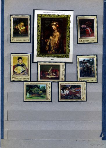 СССР, 1973,  ЗАРУБЕЖНАЯ** ЖИВОПИСЬ В МУЗЕЯХ СССР, серия 7м + блок, чистая
