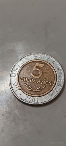 Боливия 5 боливианос 2001