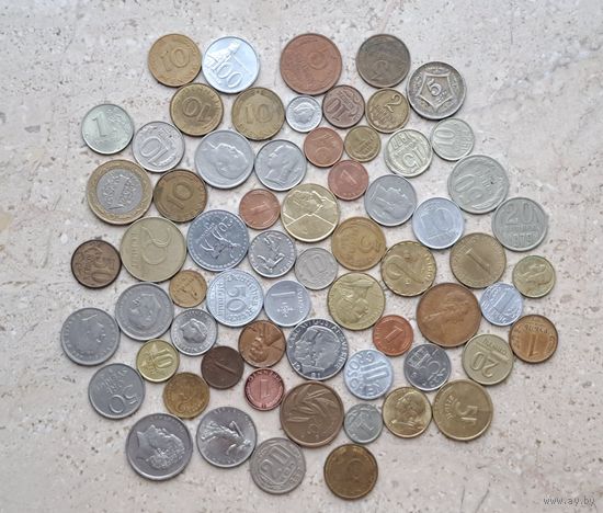 Монеты 65 штук без повторов