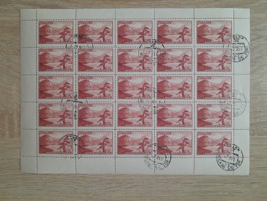 Лист 1959 г. Средняя Азия. Озеро Искандеркуль. Гашеный.