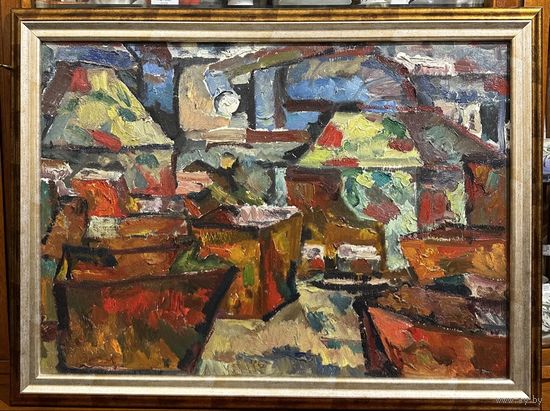 Малишевский А.А;1968г."В цеху на Тракторном"50х70 см;к/м