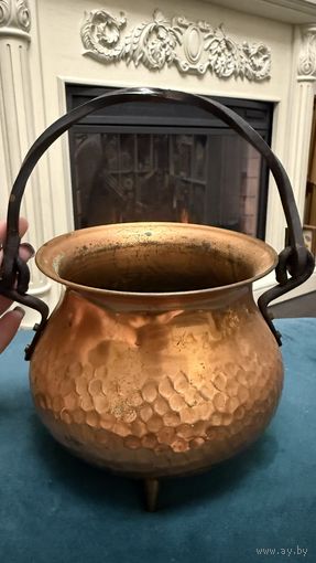 Винтажный медный котелок на ножках / кашпо. Лот 8