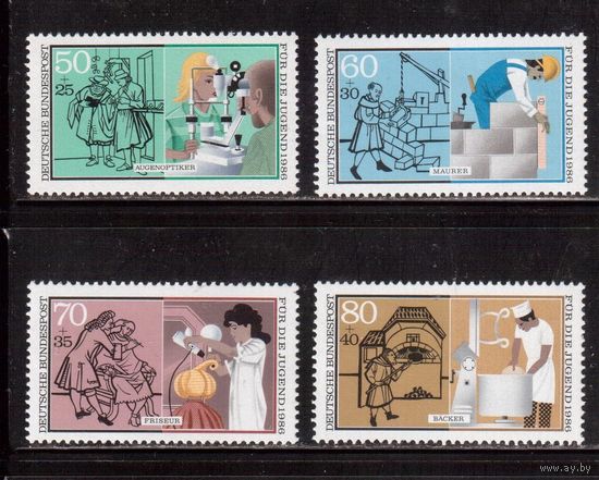 Германия(ФРГ)-1986,(Мих.1274-1277), ** , Профессии, Медицина