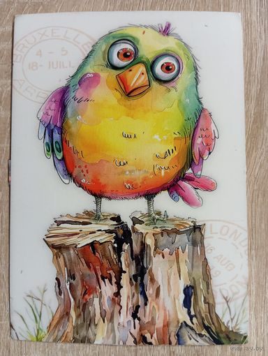 О-11. ПОДПИСАННАЯ ОТКРЫТКА. ГЕРМАНИЯ. СМЕШНАЯ ПТИЦА.