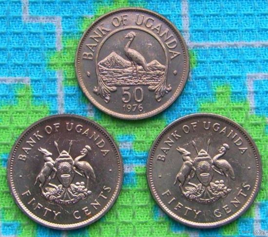 Уганда 50 центов 1976 года, UNС. Восточный Венценосный журавль