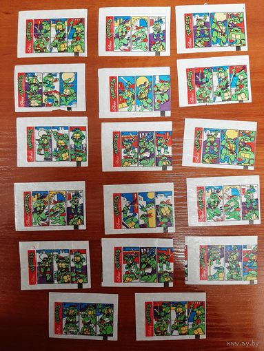 Вкладыши TURTLES ARIES Teenage Mutant Hero 17 шт. Ниндзя черепашки. 4 р за одну, либо 55 р за всё. В коллекцию.