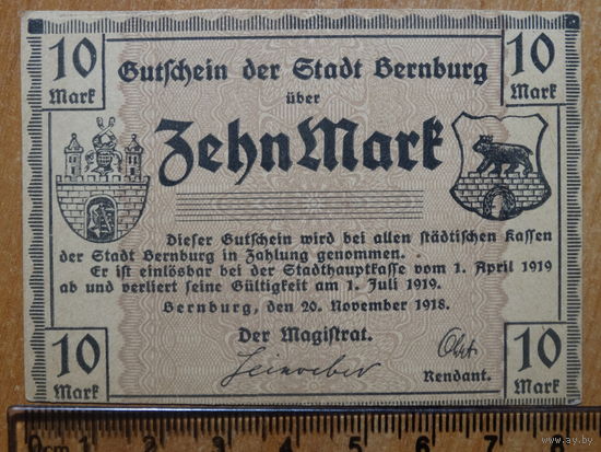 10 марок 1918г. Бернбург