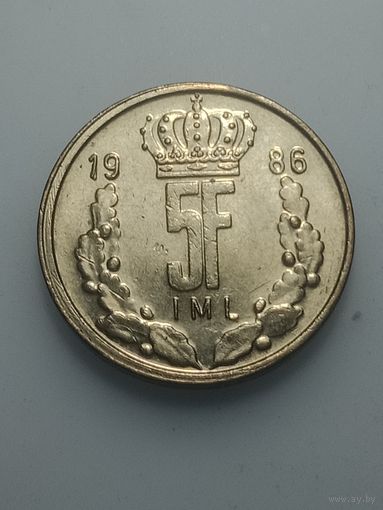 Люксембург 5 франков 1986 года .