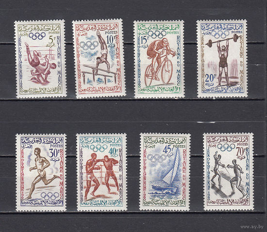 Спорт. Олимпийские игры. Марокко. 1960. 8 марок. Michel 462-469 (6,0 е)