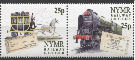 Великобритания (NYMR) 1996 год. Железная дорога в Норт-Йоркшире. Поезд. Паровоз. Локомотив. **