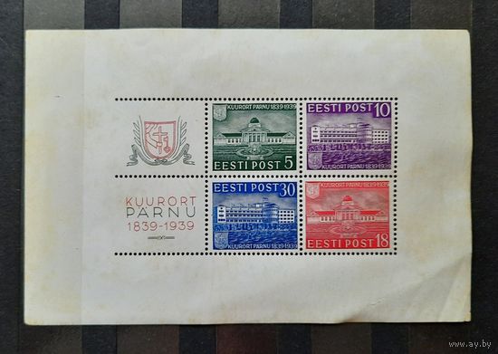 Эстония 1939г. Блок. 100 лет курорту Пярну. Чист.Высокая цена.