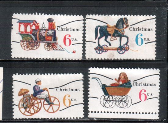 США-1970, (Мих.1018V-1020V) , * (без клея) , Рождество, Игрушки(волна)  (полная серия)(2)