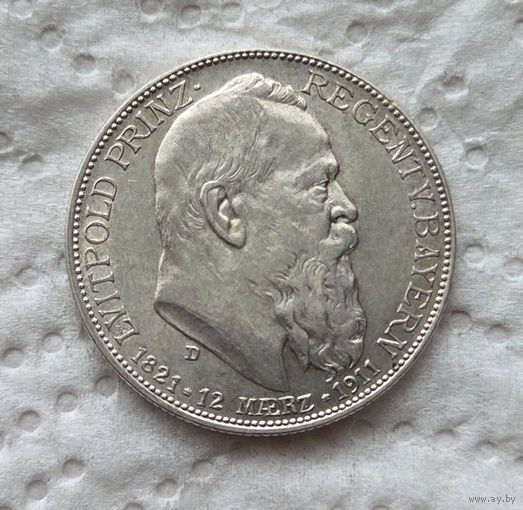 Бавария 2 марки 1911 90 лет со дня рождения Луитпольда