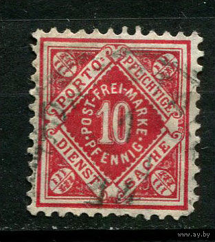 Германские земли - Вюртемберг - 1906/1916 - Dienstmarken. Цифры в ромбе 10Pf - [Mi.115] - 1 марка. Гашеная.  (Лот 112BQ)