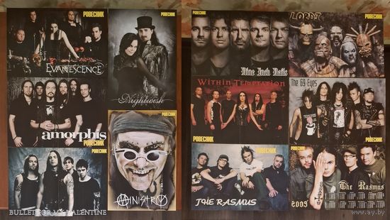 Постеры (плакаты) Nightwish, Within Temptation, Evanescence, Ministry, Rasmus, Bullet For My Valentine, Ammorphis,69 eyes, Lordi, Nine Inch Nails