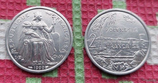 Французская Полинезия 2 франка 1999, UNC. Предложи свою цену или обмен!
