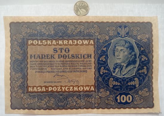 Werty71 Польша 100 марок польских 1919 банкнота