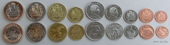 Малави. набор 9 монет 1, 2, 5, 10, 20, 50 тамбала 1, 5, 10 квача 1995 - 2006 года