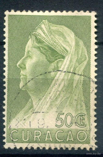 Нидерландские колонии - Кюрасао - 1936/39г. - королева Вильгельмина, печать Аруба, 50 с - 1 марка - гашёная [Mi 157]. #3-WB-65-A-1