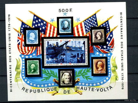 Верхняя Вольта - 1975 - 200-летие Независимости США - [Mi. bl. 31] - 1 блок. MNH.  (Лот 147Bi)