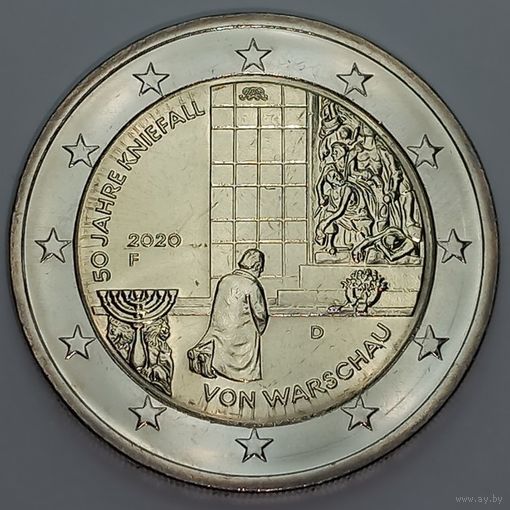 Германия 2 евро, 2020 F 50 лет коленопреклонению в Варшаве UNC