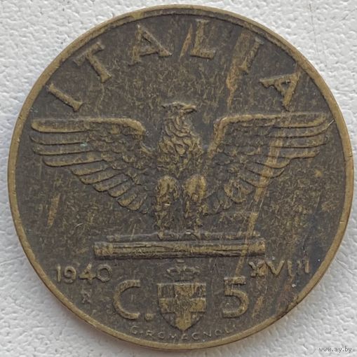 Италия 5 чентезимо 1940 г.