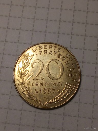 20 сантимов Франция 1997 год