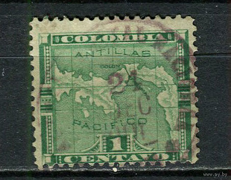 Панама в составе Колумбии - 1892/1896 - Карта 1С - [Mi.12] - 1 марка. Гашеная.  (Лот 20Ju)-T25P8