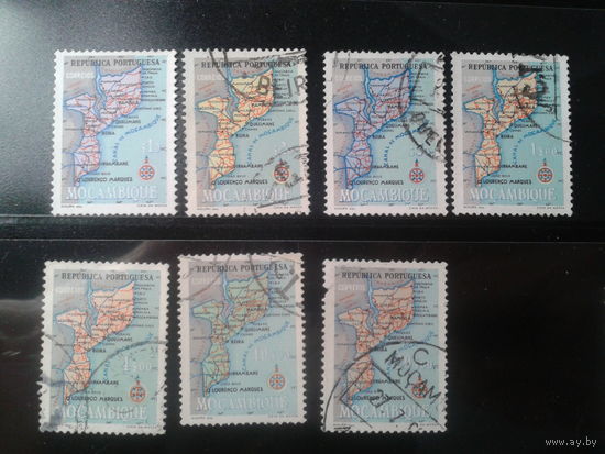 Мозамбик, колония Португалии, 1954. Стандарт. Карта страны