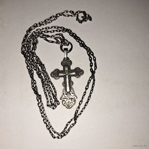 Крест с цепочкой. Серебро 84 пр. Царизм.