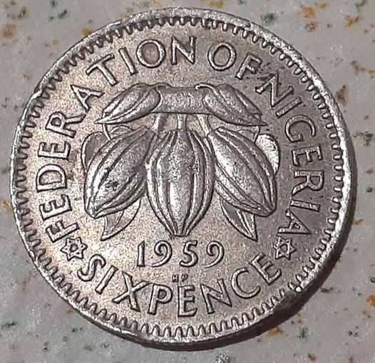 Нигерия 6 пенсов, 1959 (14-11-43(в))