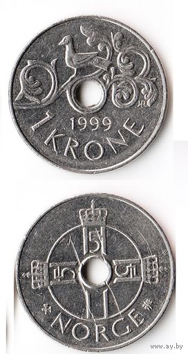 1 крона Норвегия 1999 года