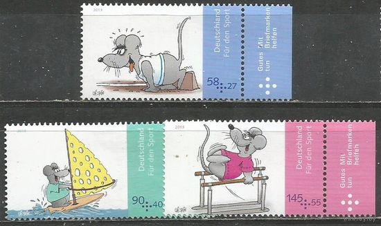 Германия. Комиксы. Спортивные благотворительные марки. 2013г. Mi#3004-06. Серия.
