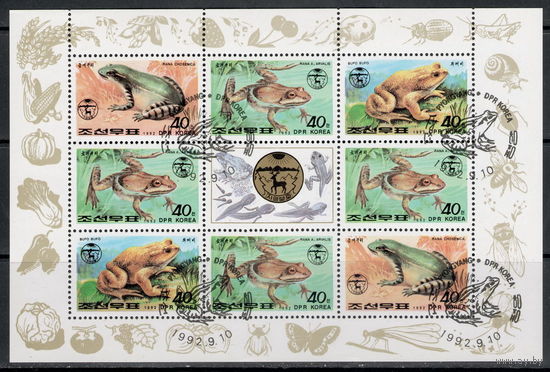 Корея /КНДР/1992/ Лягушки / Разновидности / Блок Сцепка #9