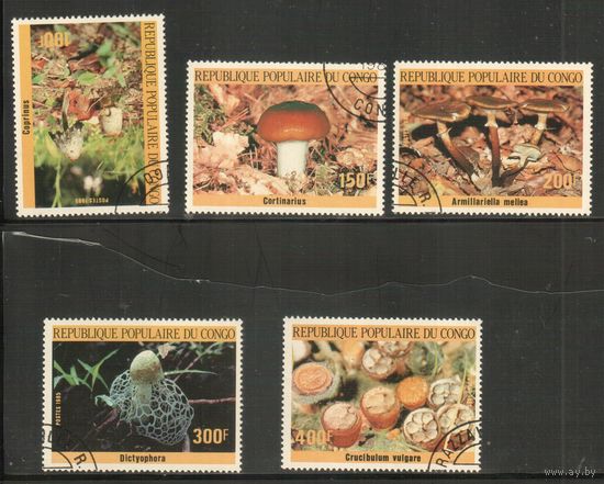 Конго-1985,(Мих.1016-1020)  гаш., Флора, Грибы(полная серия)