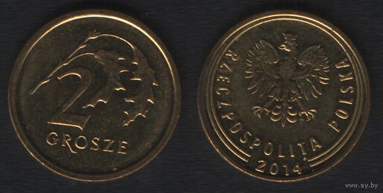 Польша y924 2 грош 2014 год (Cross) (нов.тип) надпись под орлом (_alb2