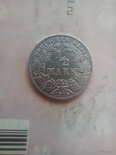 1/2 марки 1916 года не частая серебро